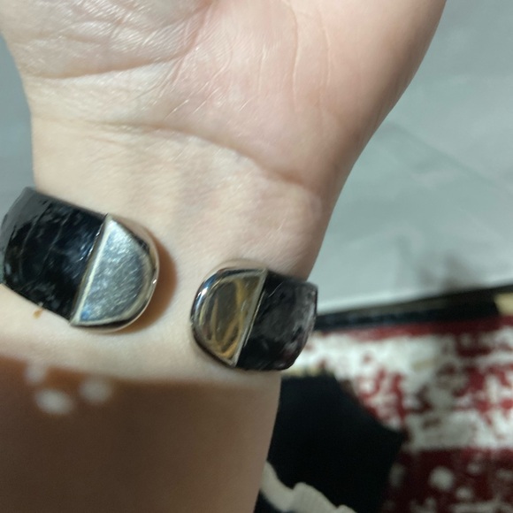 Vivani Silver Tone Watch. Black Bangle Band. Silver Tone Hardware - Picture 3 of 7